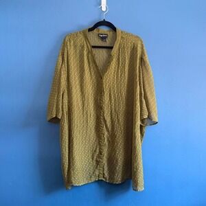 Vintage 90s Sheer Blouse Women's Plus Size 3X 26/28 Maggie Barnes Green Work